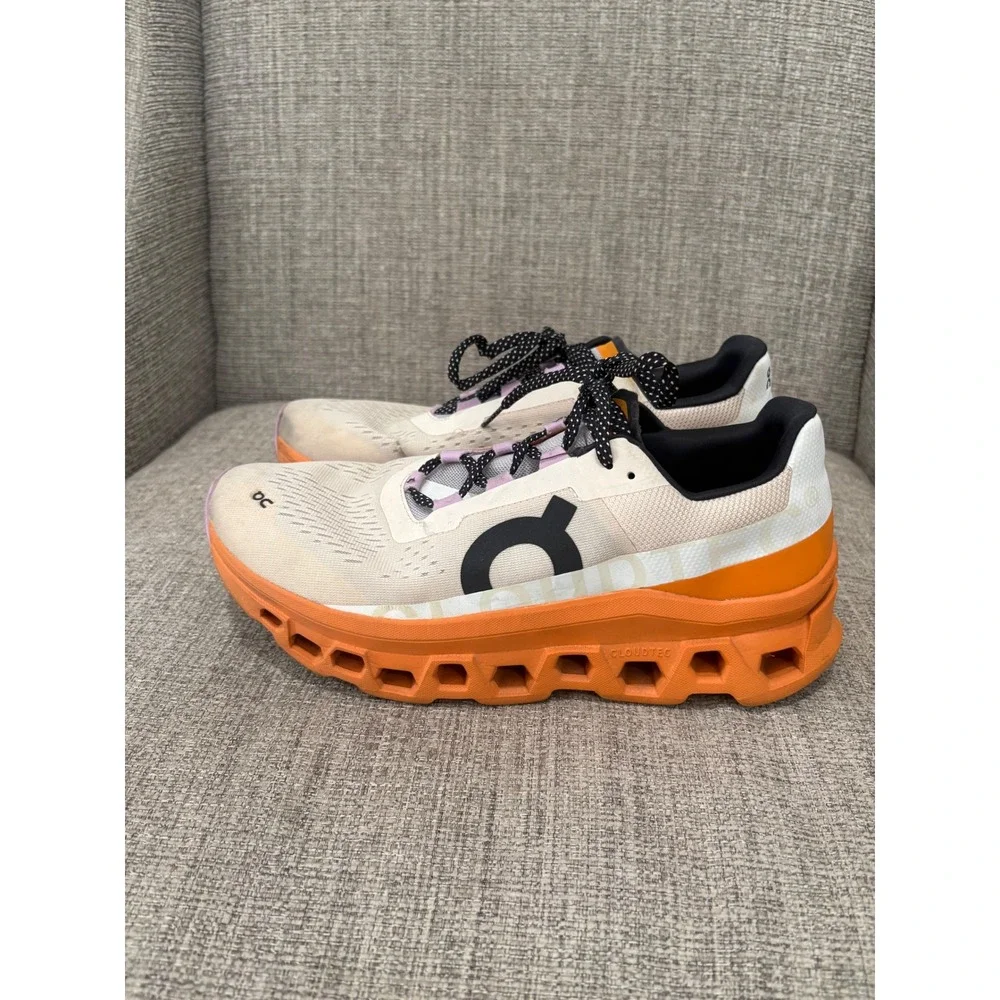 On Cloudmonster Womens Running Shoes Orange Cream Lavender Sneaker 11